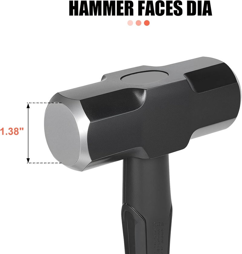DESHIL 3lb Sledge Hammer - Heavy Duty Drilling Hammer with Forged Steel Head & Fiberglass Handle, Perfect for Demolition, Construction, and Blacksmithing - Image 2